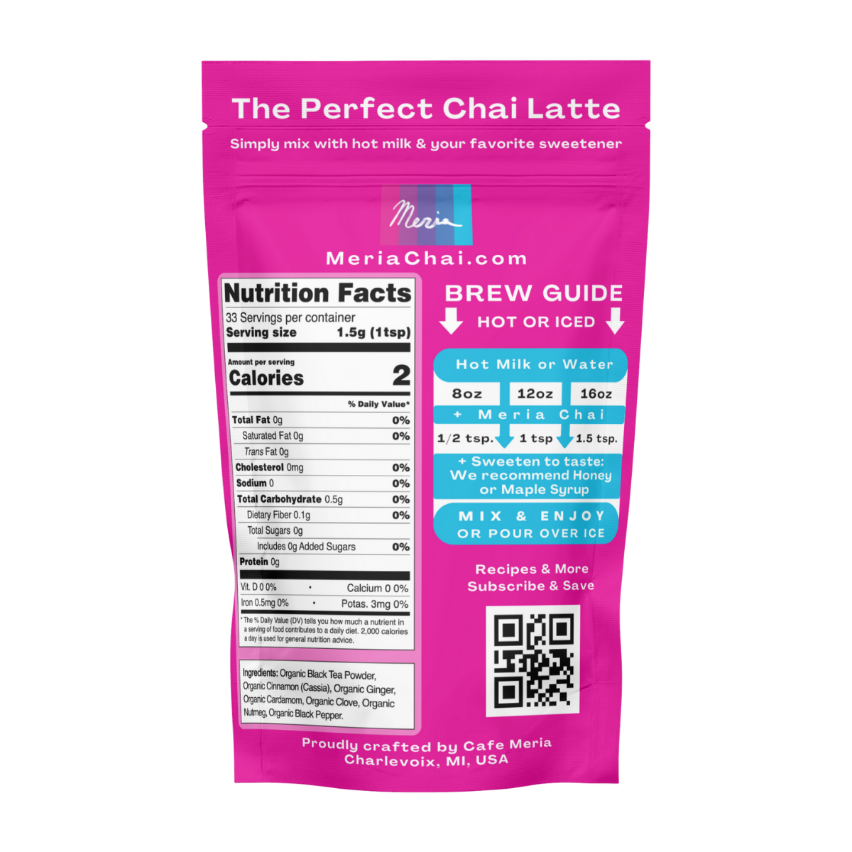 Meria Chai – Organic Instant Chai Blend (33 Servings)